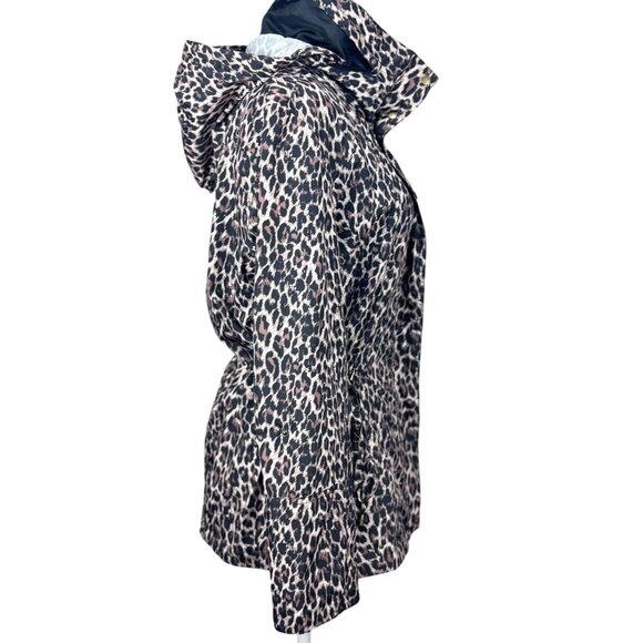 JM Collection Leopard Coat Jacket Womens M Brown Black Belted Waist Snap Button - Picture 7 of 16